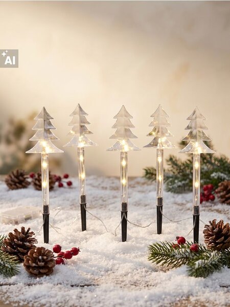 Sinsay - Sada zapichovacích LED zahradních světel s motivem vánočních stromků - clear
