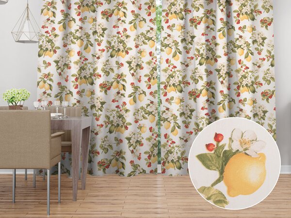 Biante Bavlněný závěs Sandra SA-777 Citrony a šípky na bílém 150x140 cm