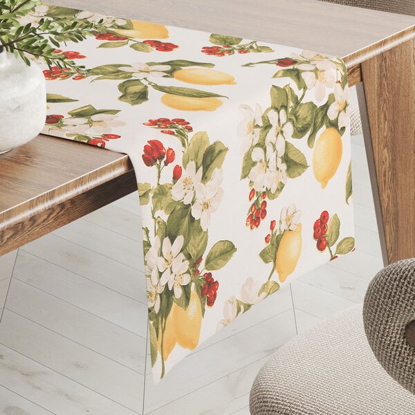 Biante Bavlněný běhoun na stůl Sandra SA-777 Citrony a šípky na bílém 20x120 cm