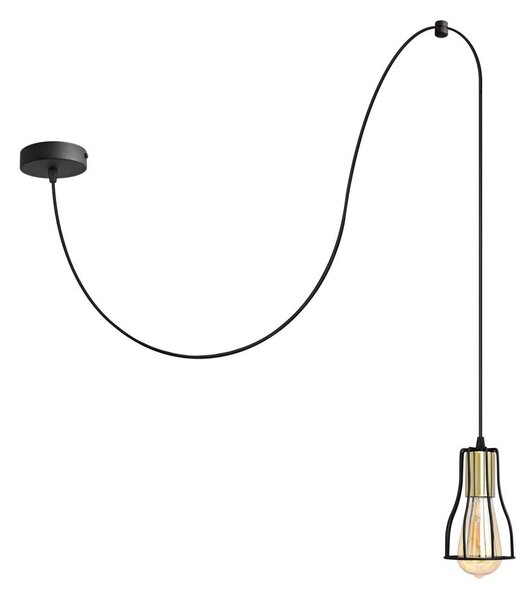 Lustr na lanku TUBE LONG 1xE27/15W/230V černá/zlatá