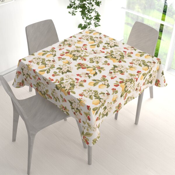 Biante Bavlněný čtvercový ubrus Sandra SA-777 Citrony a šípky na bílém 40x40 cm