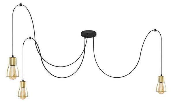 Lustr na lanku TUBE 3xE27/10W/230V pavouk černá/zlatá