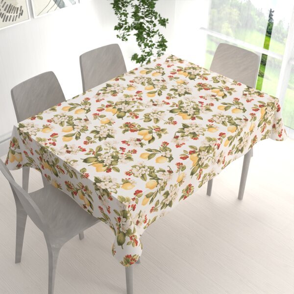 Biante Bavlněný obdélníkový ubrus Sandra SA-777 Citrony a šípky na bílém 50x100 cm