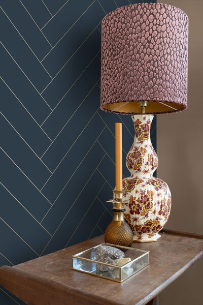Geometrická vliesová tapeta na zeď, modro-zlatá, 139309, Bloom, Esta Home