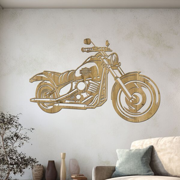 Dřevěný obraz motorky Chopper | Rozměry (cm): 60x38 | Zvolte barvu dekoru: Dub Sonoma