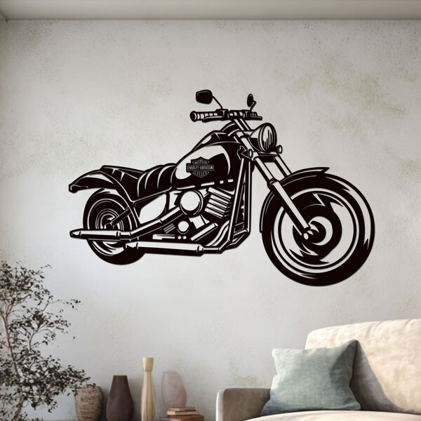 Dřevěný obraz motorky Chopper | Rozměry (cm): 60x38 | Zvolte barvu dekoru: Dub Sonoma