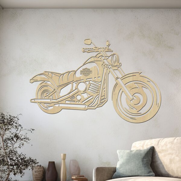 Dřevěný obraz motorky Chopper | Rozměry (cm): 60x38 | Zvolte barvu dekoru: Dub Sonoma