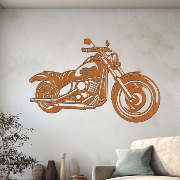 Dřevěný obraz motorky Chopper | Rozměry (cm): 60x38 | Zvolte barvu dekoru: Dub Sonoma