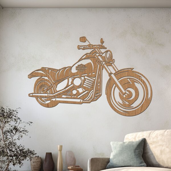 Dřevěný obraz motorky Chopper | Rozměry (cm): 60x38 | Zvolte barvu dekoru: Dub Sonoma