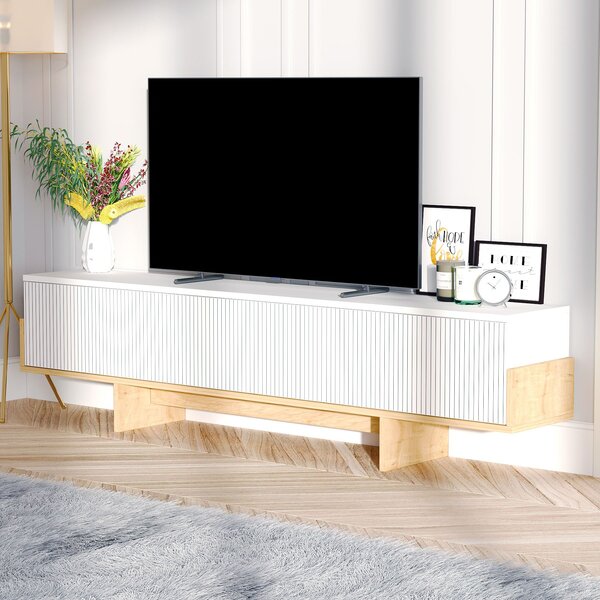 TV skříňka Hega (bílá + dub safírový). Akce -26%