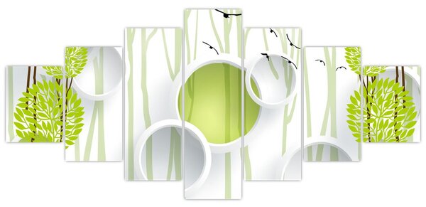 Obraz abstrakce se stromy (210x100 cm)