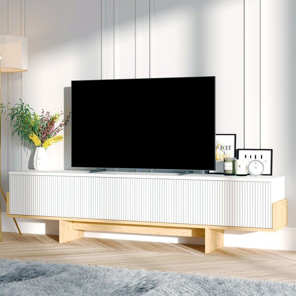 TV skříňka Hega (bílá + dub safírový). Akce -26%