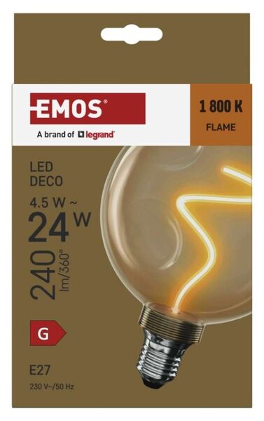 EMOS LED žárovka DECO CG125A / E27 / 4,5 W (24 W) / 240 lm / flame 1525813201