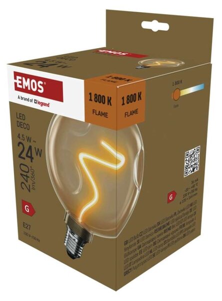 EMOS LED žárovka DECO CG125A / E27 / 4,5 W (24 W) / 240 lm / flame 1525813201