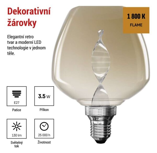 EMOS LED žárovka DECO S123 / E27 / 3,5 W (14 W) / 130 lm / flame 1525813200