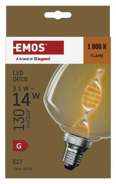 EMOS LED žárovka DECO S123 / E27 / 3,5 W (14 W) / 130 lm / flame 1525813200