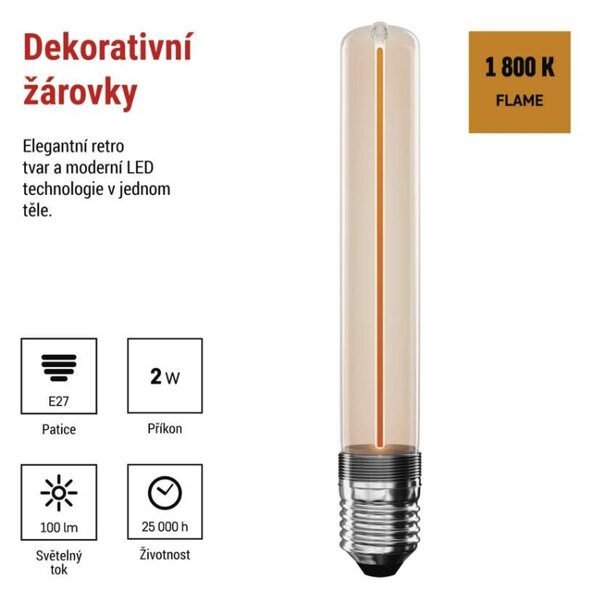EMOS LED žárovka DECO T30/ E27 / 2 W (11 W) / 100 lm / flame 1525813202
