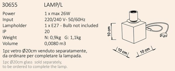 Sikrea Stolní lampa EMY, 1xE27, pr.20cm Barva skla: Jantarová, Barva montury: Černá