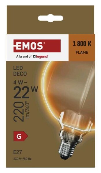 EMOS LED žárovka DECO G130OA / E27 / 4 W (22 W) / 220 lm / flame 1525813203