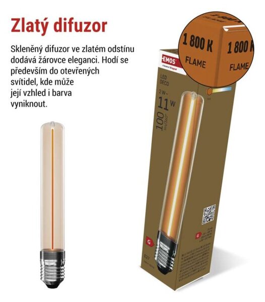 EMOS LED žárovka DECO T30/ E27 / 2 W (11 W) / 100 lm / flame 1525813202