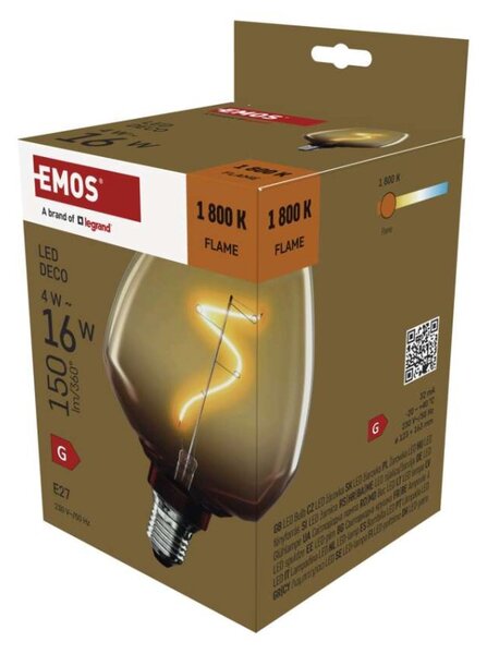 EMOS LED žárovka DECO S123 / E27 / 4 W (16 W) / 150 lm / flame 1525813205