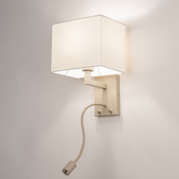 Nástěnné designové bílé svítidlo do ložnice na čtení Talisman White and Taupe (LMD)