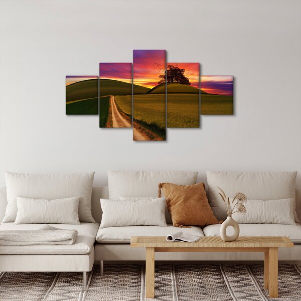 Obraz pole se západem slunce (125x70 cm)