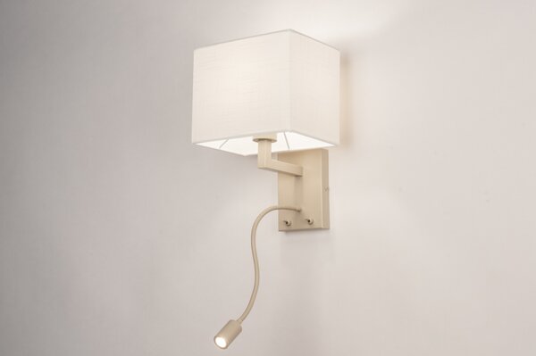 Nástěnné designové bílé svítidlo do ložnice na čtení Talisman White and Taupe (LMD)