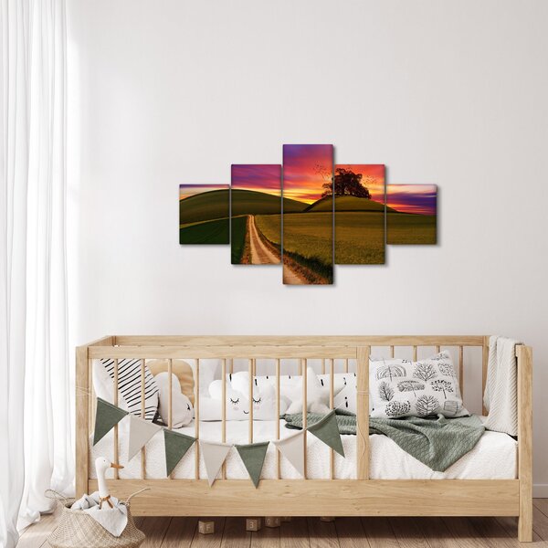 Obraz pole se západem slunce (125x70 cm)