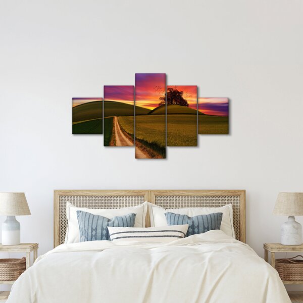 Obraz pole se západem slunce (125x70 cm)