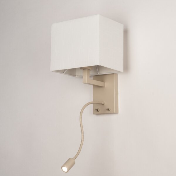 Nástěnné designové bílé svítidlo do ložnice na čtení Talisman White and Taupe (LMD)