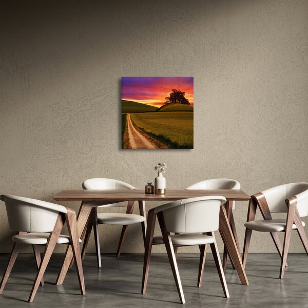 Obraz pole se západem slunce (30x30 cm)