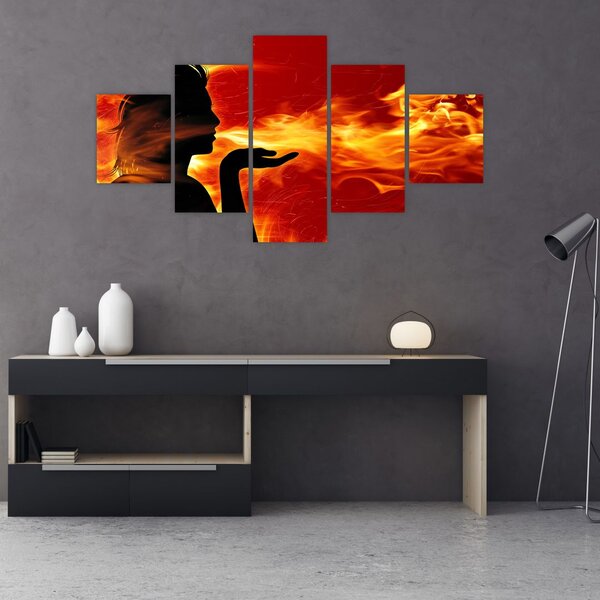 Obraz zeny s plameny (125x70 cm)
