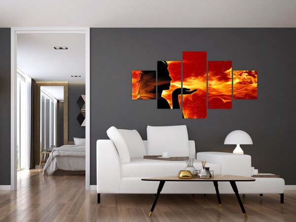 Obraz zeny s plameny (125x70 cm)