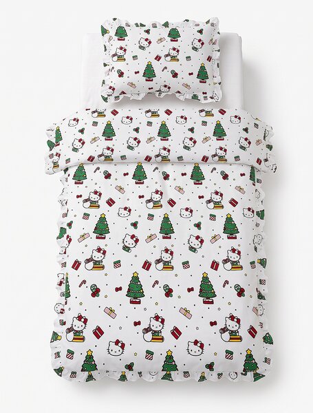 Sinsay - Vánoční ložní souprava s volány Hello Kitty - bílá