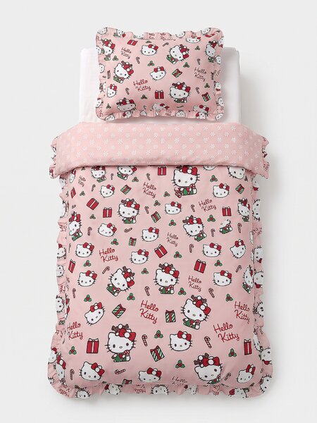 Sinsay - Sváteční povlečení s volány Hello Kitty - růžová