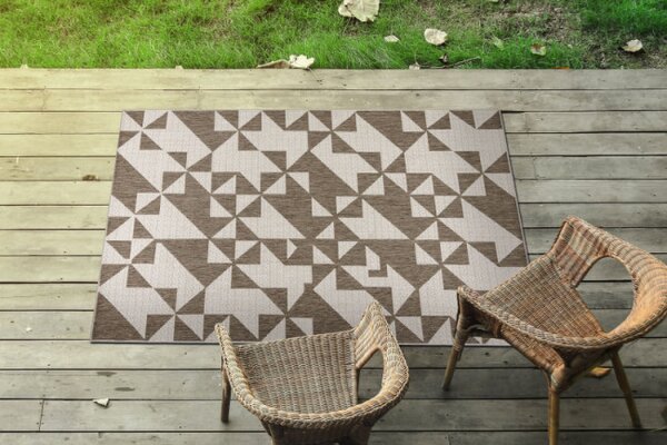 Koberec šňůrkový SIZAL FLOORLUX 20489 champagne / taupe trojúhelníky