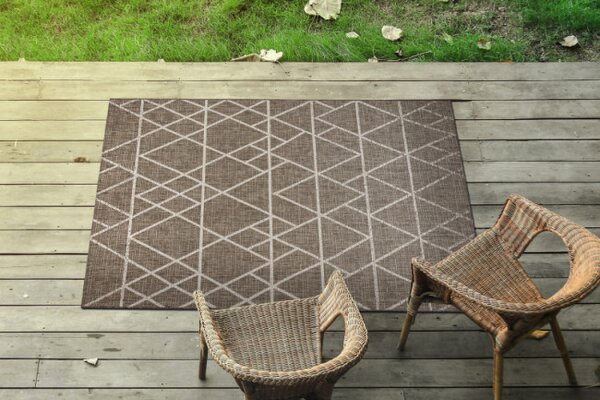 Koberec šňůrkový SIZAL FLOORLUX 20508 taupe / champagne trojúhelníky