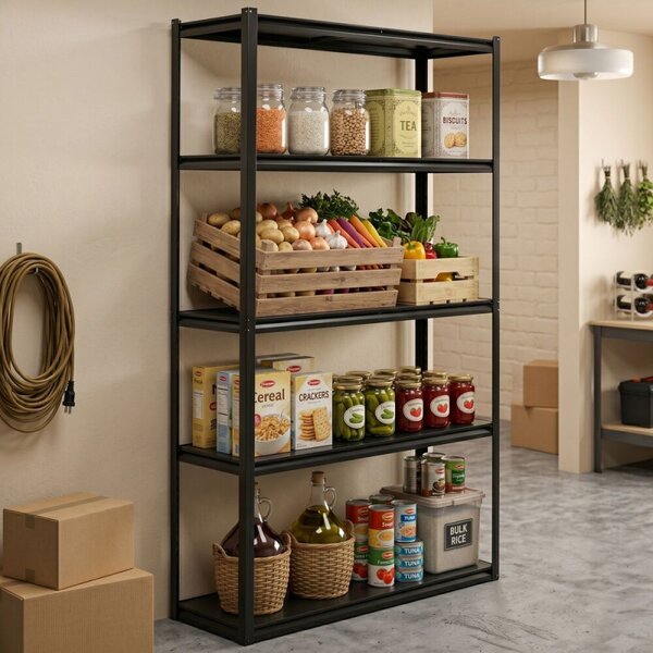Kovový regál 200x120x40 cm 5 polic SPRINGOS HA5284 černý