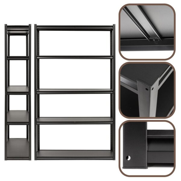 Kovový regál 200x120x40 cm 5 polic SPRINGOS HA5284 černý