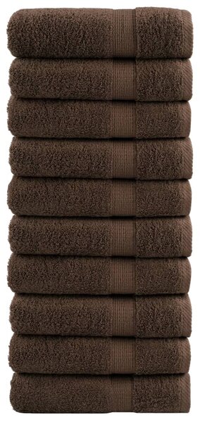 Prémiové ručníky SOLUND 10 ks hnědé 50x100 cm 600 g/m² 137235