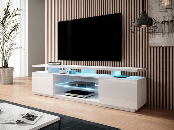 Televizní skříňka Aniceto, Osvětlení: osvětlení LED, Barva: černý / černý lesk 5903211054082