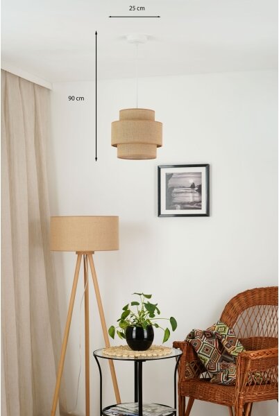 Brilagi - Lustr na lanku SPACE YUTE 1xE27/15W/230V pr. 25 cm béžová/bílá