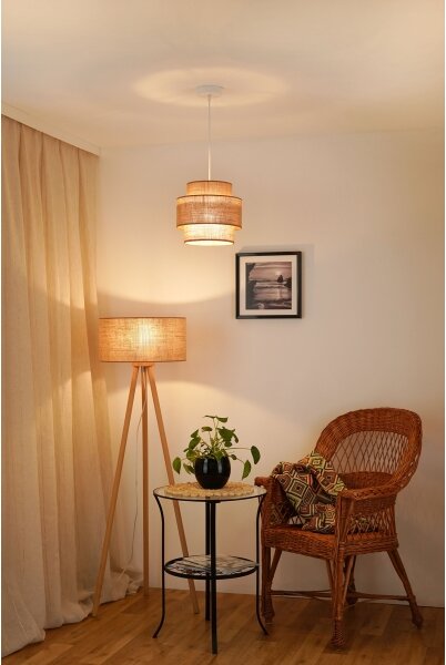 Brilagi - Lustr na lanku SPACE YUTE 1xE27/15W/230V pr. 25 cm béžová/bílá