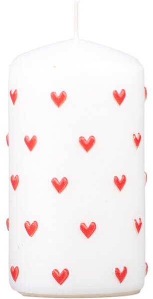 Válec Srdíčka malá, svíčka, v mixu barev 60x110 mm