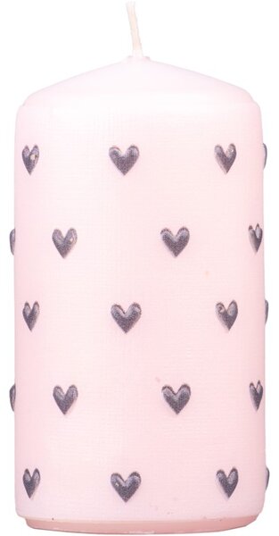 Válec Srdíčka malá, svíčka, v mixu barev 60x110 mm