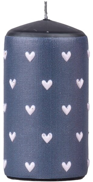 Válec Srdíčka malá, svíčka, v mixu barev 60x110 mm