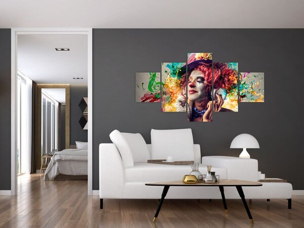 Obraz - Umělkyně se sluchátky (125x70 cm)