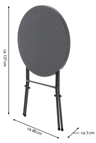 Zahradní barový stolek kulatý, ratanový, 110 cm, šedý