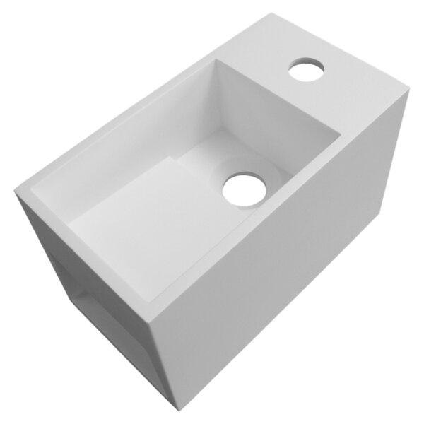 Nástěnné umyvadlo s policí po levé straně PB2046 - minerální odlitek - 33 × 18 × 20,5 cm - bílá matná